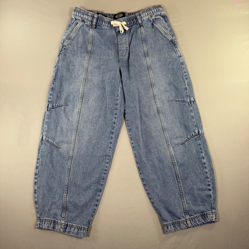 Barrel Leg Jeans Womens Medium Light Wash Scandi Artsy Coastal Minimalist